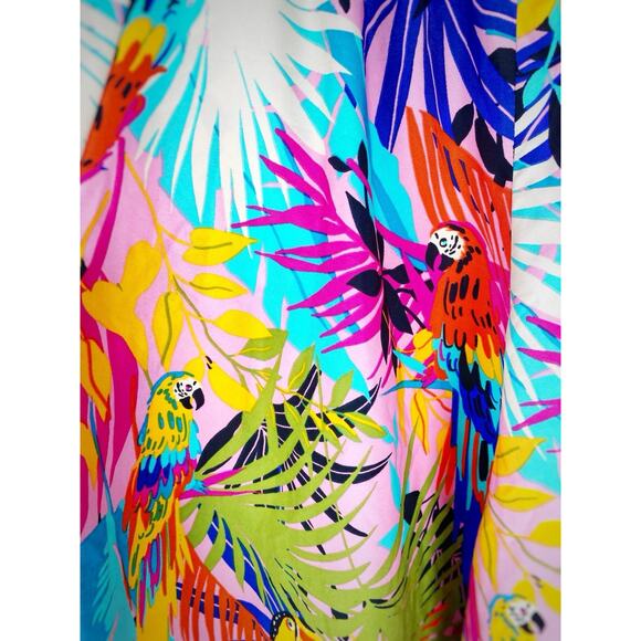 ASHLEY STEWART Tropical Parrots Skirt Rainbow Pockets Pinup Retro Womens Plus 4X - Picture 5 of 9